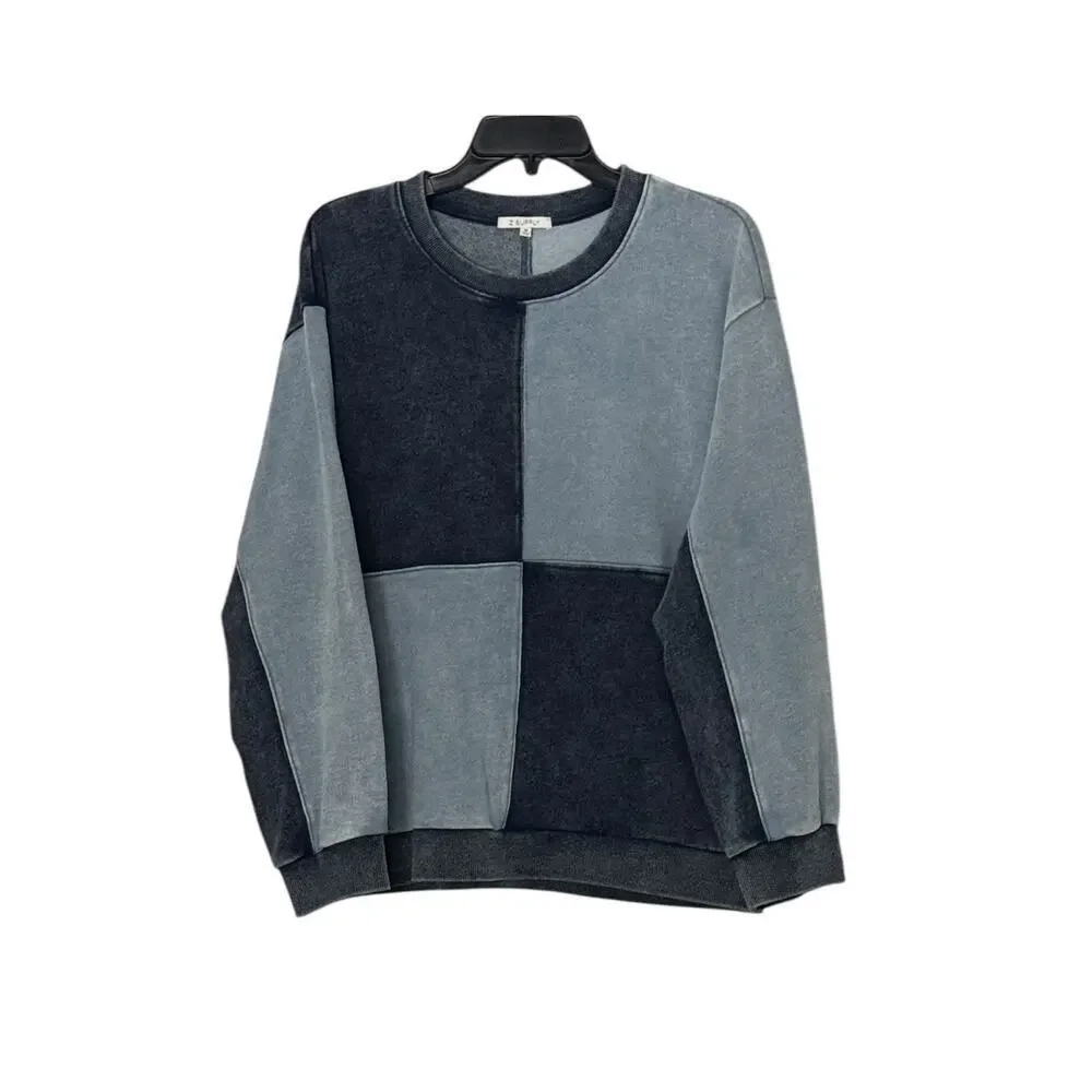 Z Supply Fair & Square Women’s Denim Crewneck Pullover Sweatshirt: Size M